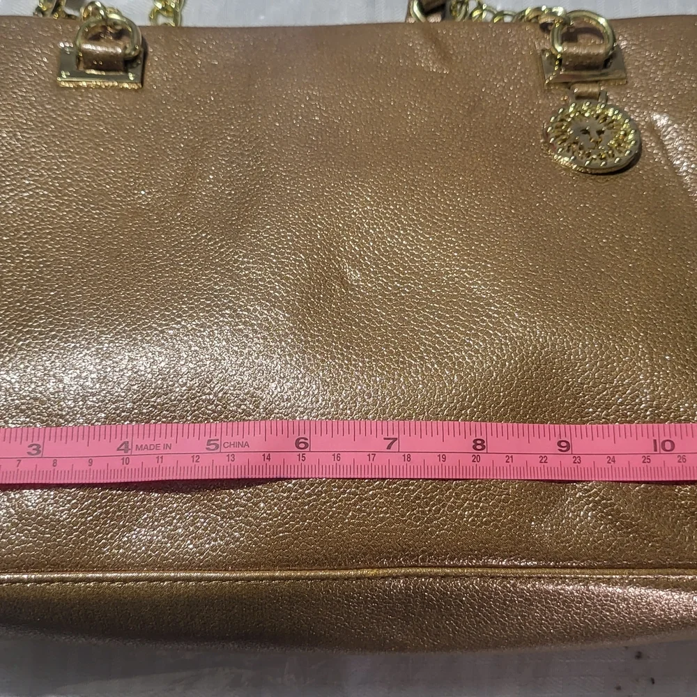 Anne Klein Blue and Gold Structured Shoulder Bag - Picture 5 of 9